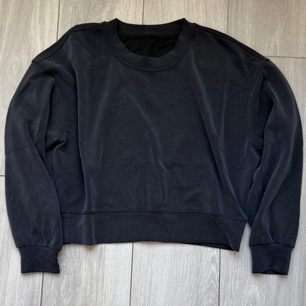 Lululemon Ribbed Softstreme Perfectly Oversized Cropped Crew - Black - Size 4